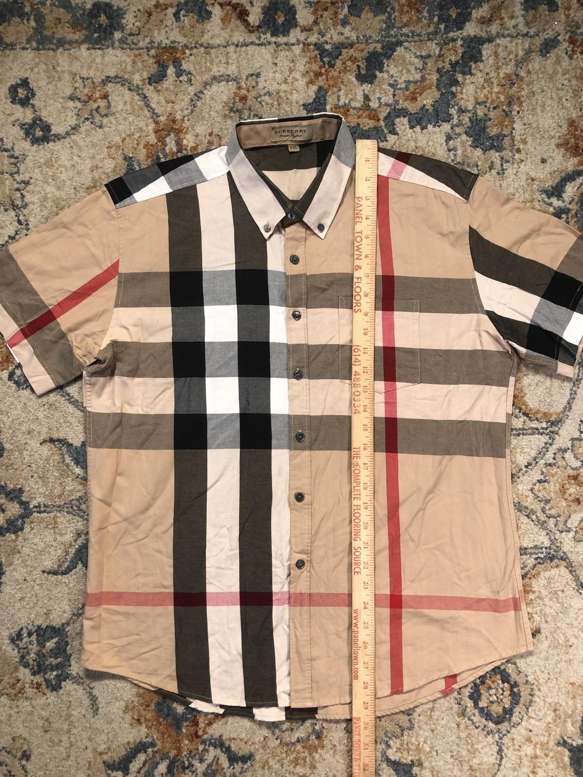 Burberry Shirt Mens 2XL Multicolor Check Short Sleeve Button Down Pocket Casual