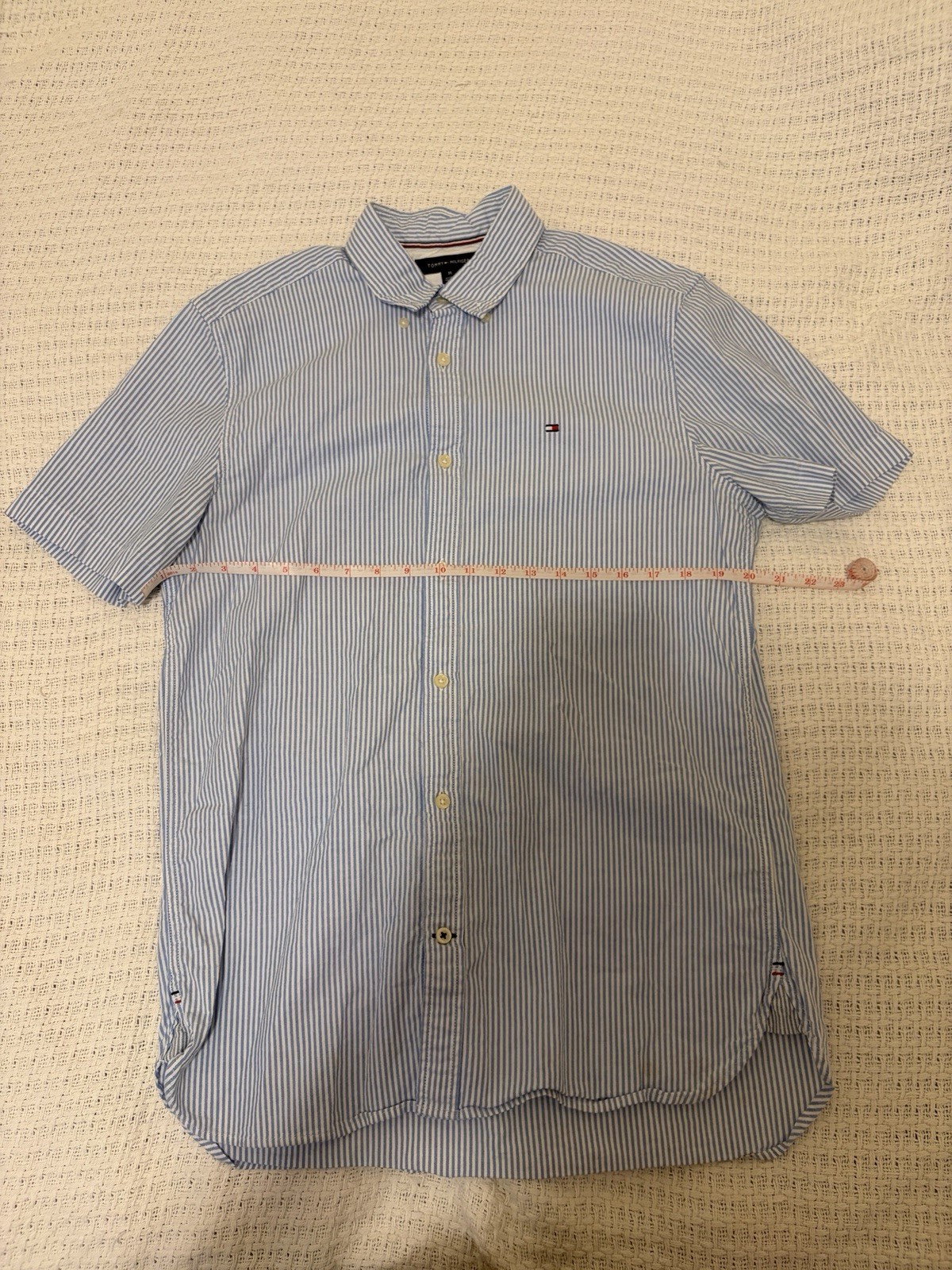 Tommy Hilfiger Short Sleeve Button Down Shirt Blue, Size Medium