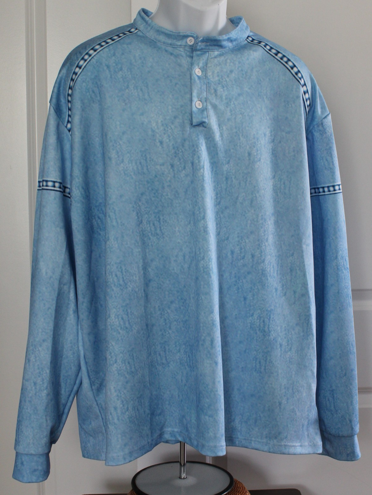Men’s ~ ( Unbranded ) Long Sleeve Banded Collar Shirt ~ 3XL