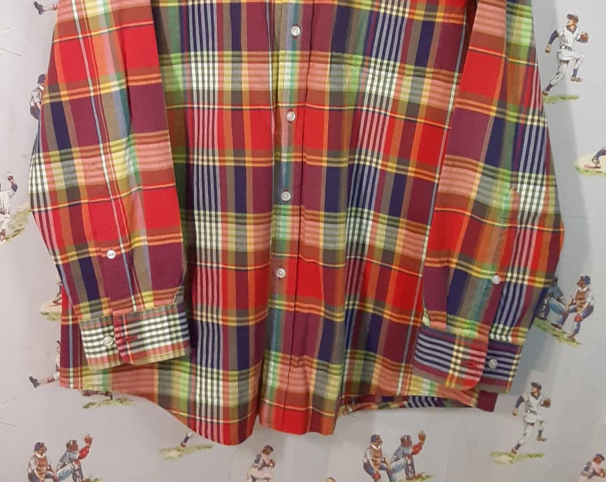 🎣 ORVIS Signature Collection Mens LS Multicolor Plaid Cotton Shirt Size Large