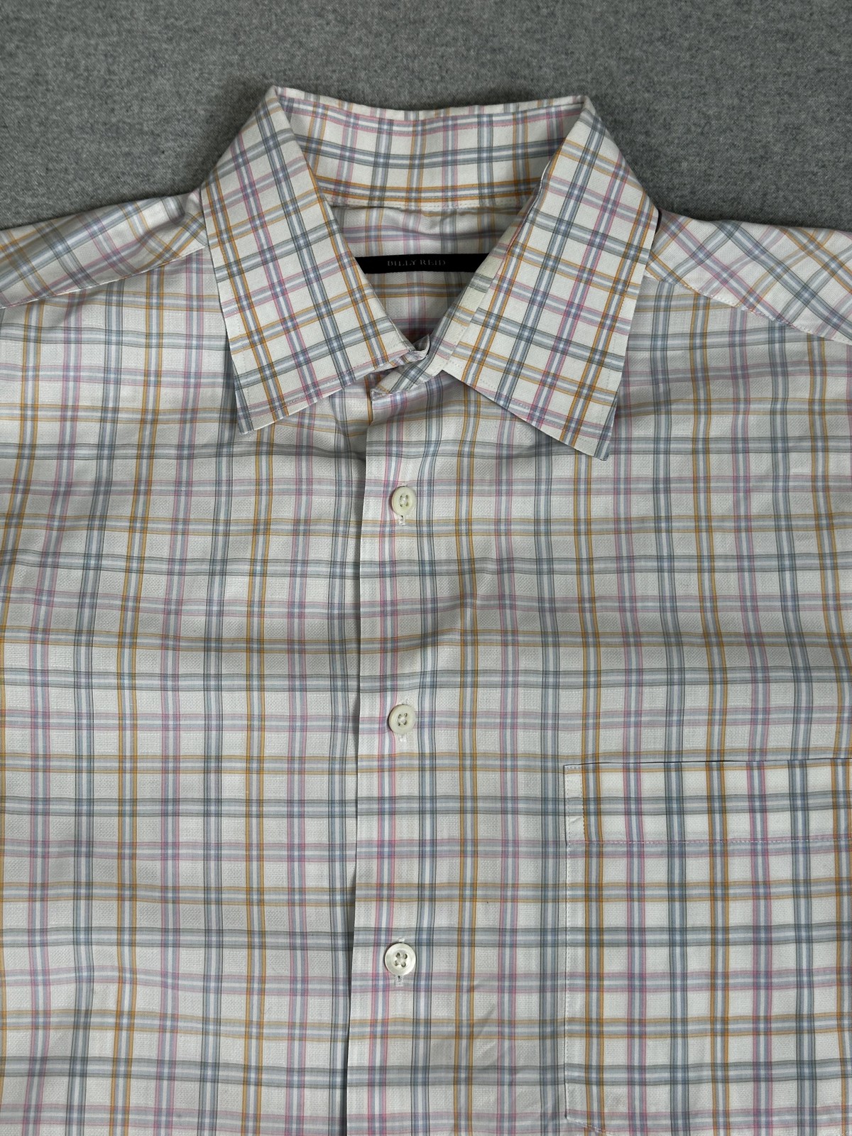 Billy Reid Shirt Mens Large Made in Italy Plaid Button Front Cotton Long Sleeve