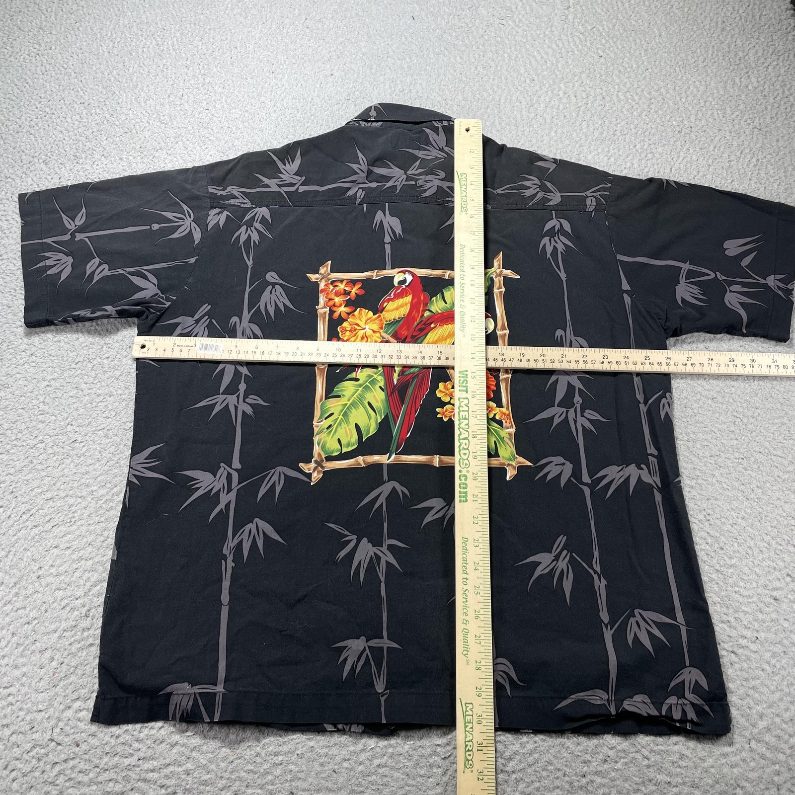 Vintage Margaritaville Shirt Mens XL Black Bamboo Parrot Hawaiian Aloha Print