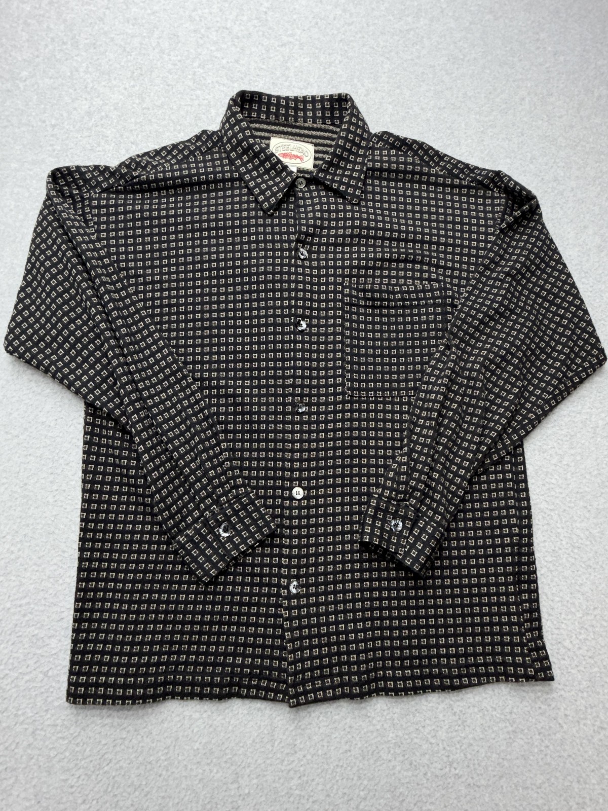 Steelhead Shirt Mens Large Black Geometric Knit Long Sleeve Button Up Casual
