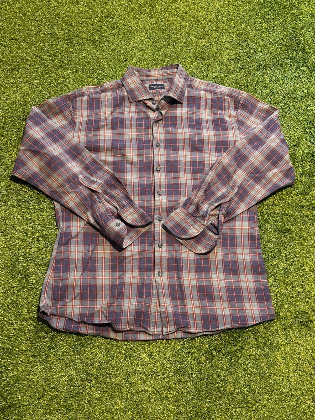 PROPER CLOTH MENS PLAID SHIRT *see pictures for measurements