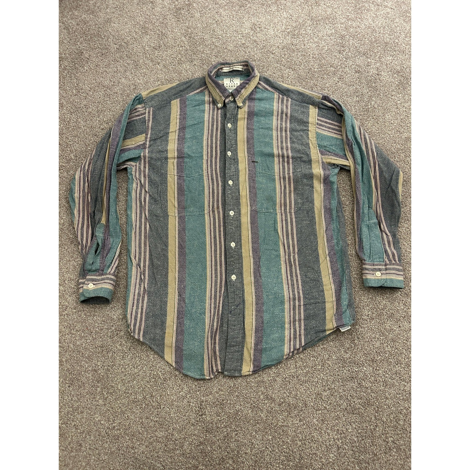 VTG Arrow River Brand Button Down Shirt Mens Medium Multicolor Striped Excellent