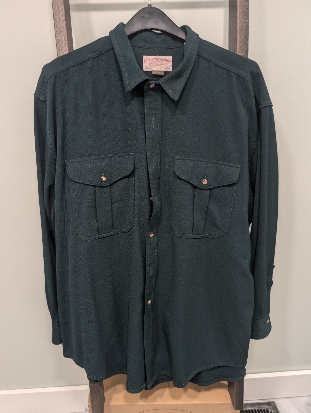 Filson 865 100% Wool Field Shirt XXL Forest Green Made In USA