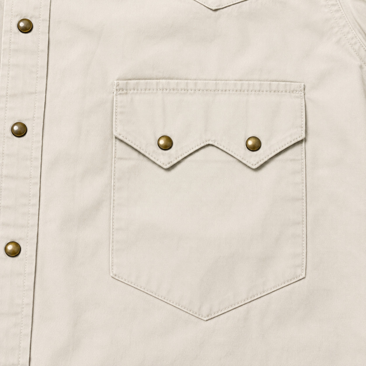 Men’s Ecru Solid Long Sleeve Cowboy Western Snap Shirt