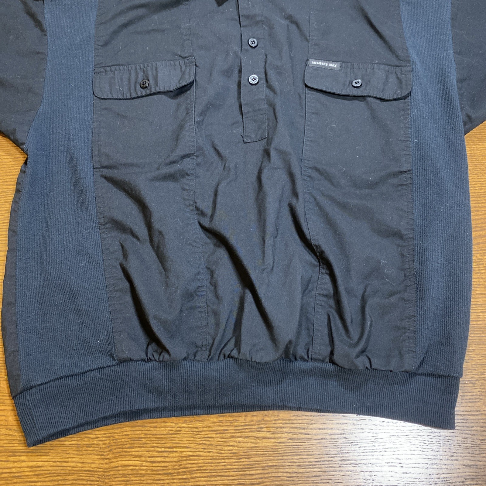 MEMBERS ONLY Vintage Henley 1/4 Button Shirt Short Sleeve Ribbed Panel Mens Sz L
