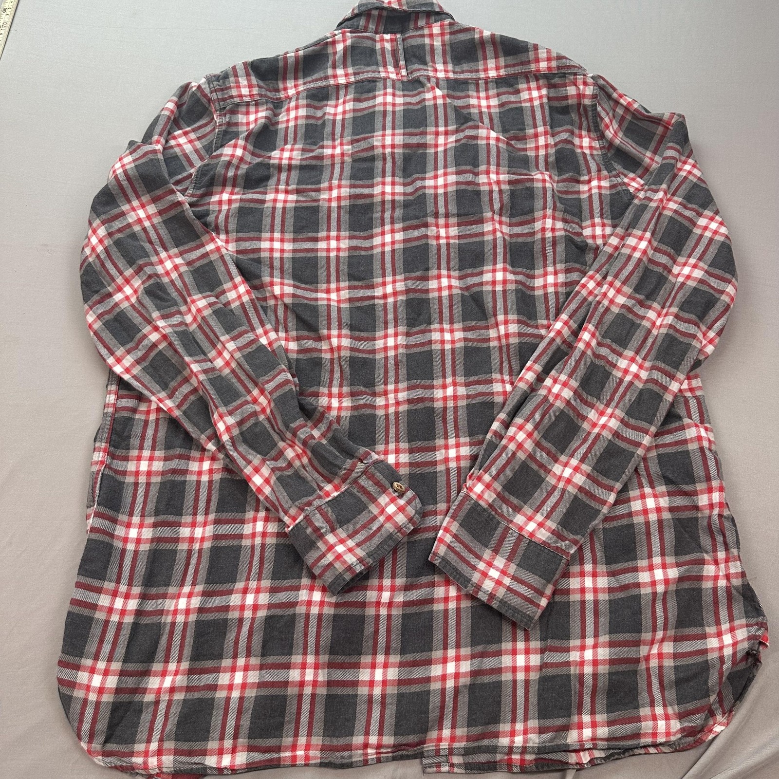 Levis Made & Crafted Shirt Mens Medium Gray Red Plaid Flannel Portugal Workwear