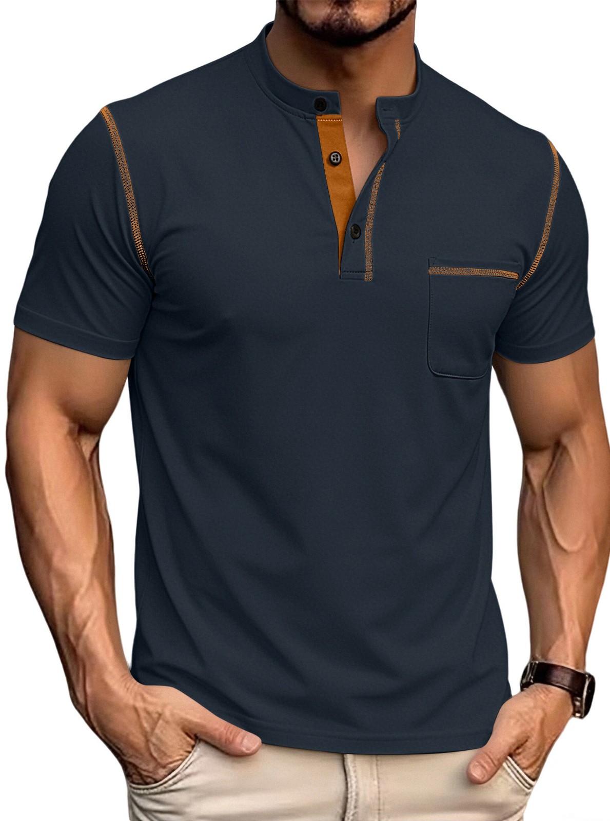 Small twill quick-dry breathable loose casual slightly elastic short sleeve